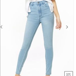 High waisted light denim skinny jeans, push up